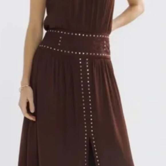 White House Black Market Dresses & Skirts - Black House White Market Brown Studded Halter Dress size 8